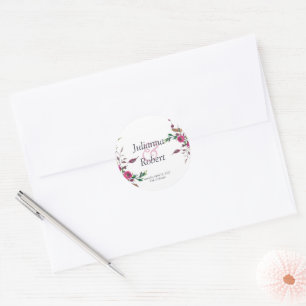 Pink loose floral classic round sticker