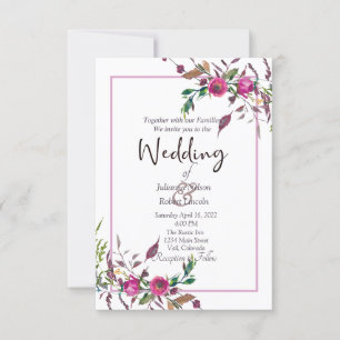 Pink loose floral wedding invitation