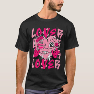 Pink Loser Lover Pink Drip Heart Matching Tee For