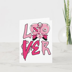 Pink Loser Lover Pink Drip Heart Matching Valentin Card