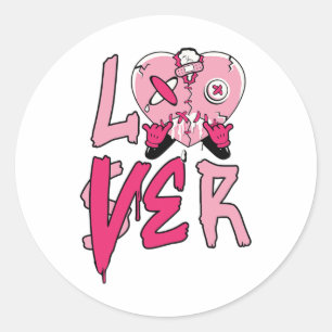 Pink Loser Lover Pink Drip Heart Matching Valentin Classic Round Sticker