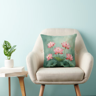 Pink Lotus Artwork Cushion