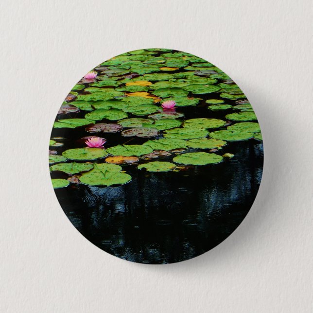 pink lotus black 6 cm round badge (Front)