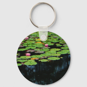 pink lotus black key ring