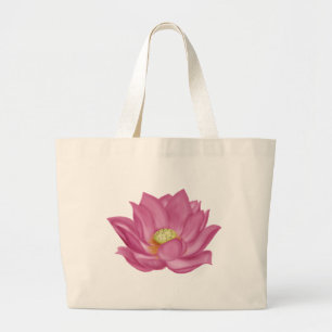 Pink Lotus Blossom Illustration Large Tote Bag