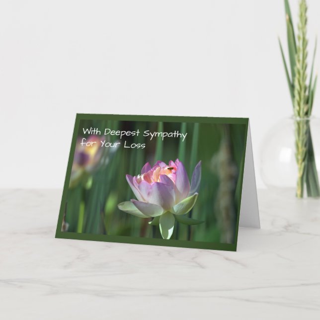 Pink Lotus Blossom Sympathy Card (Front)