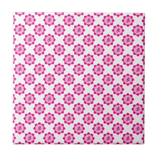 Pink lotus ceramic tile (Front)