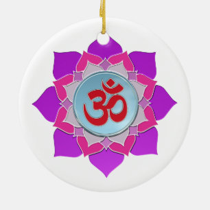 Pink lotus ceramic tree decoration