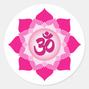 Pink lotus classic round sticker