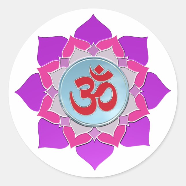 Pink lotus classic round sticker (Front)