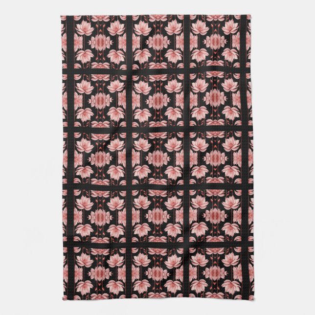 Pink Lotus Classic Tea Towel (Vertical)