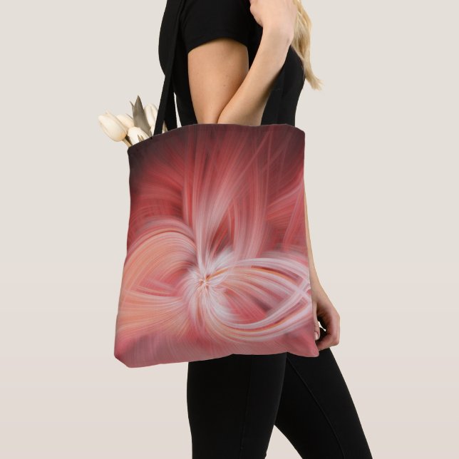 Pink Lotus Elegant Abstract Modern Zen Art Tote Bag (Close Up)