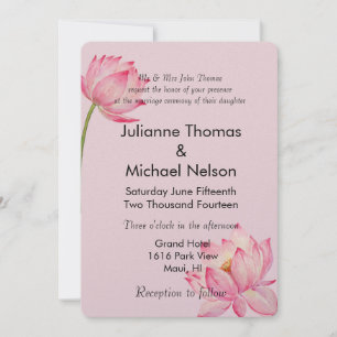Pink Lotus Floral Wedding Invitation