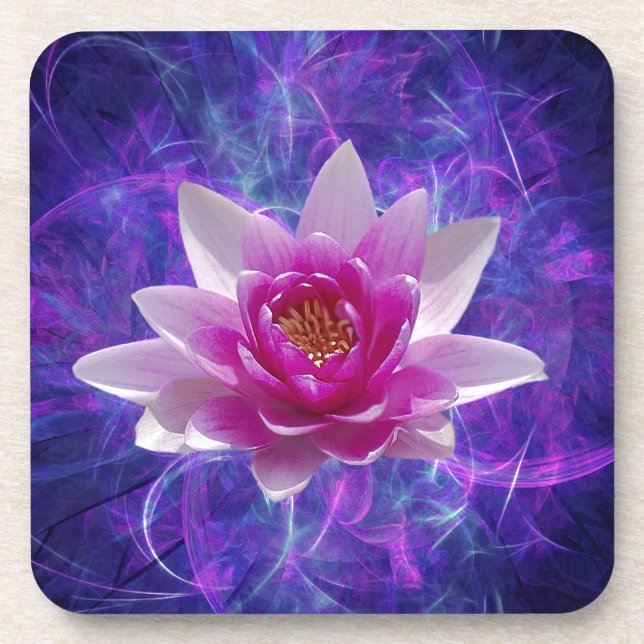 Pink lotus flower and meaning coaster (Front)