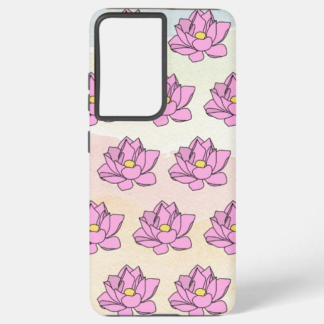 Pink Lotus Flower Art Samsung Galaxy S21 Ultra Case (Back)