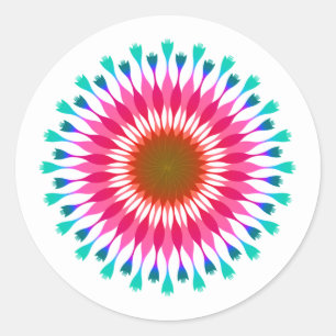Pink Lotus Flower Blue  Wedding Classic Round Sticker