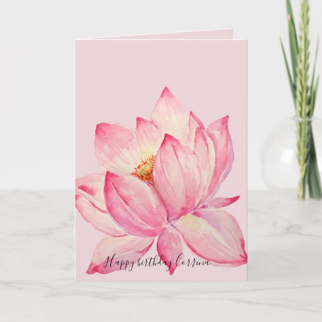 Pink Lotus Flower Card (Front)