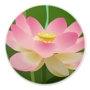 Pink Lotus Flower Ceramic Knob