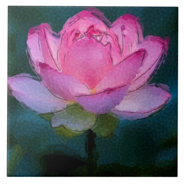 Pink Lotus Flower Ceramic Tile (Front)