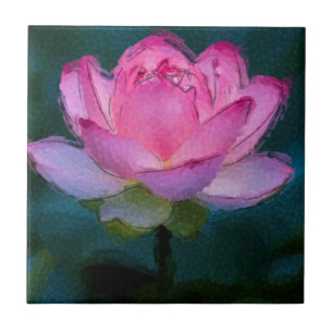 Pink Lotus Flower Ceramic Tile