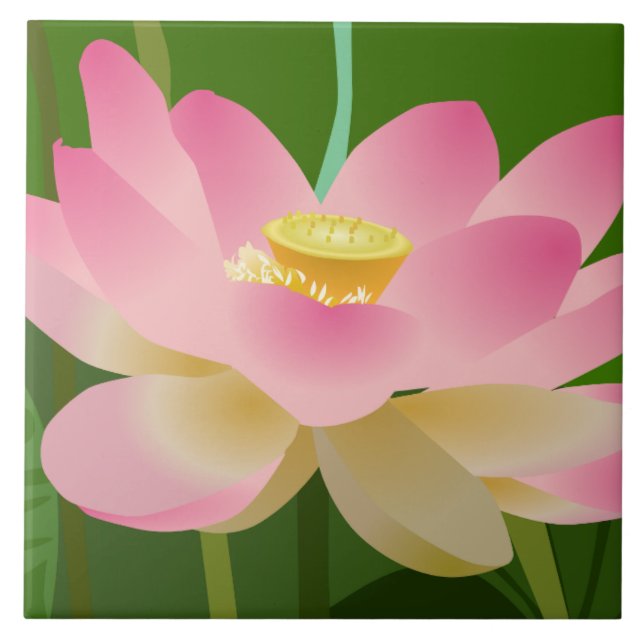 Pink Lotus Flower Ceramic Tile (Front)
