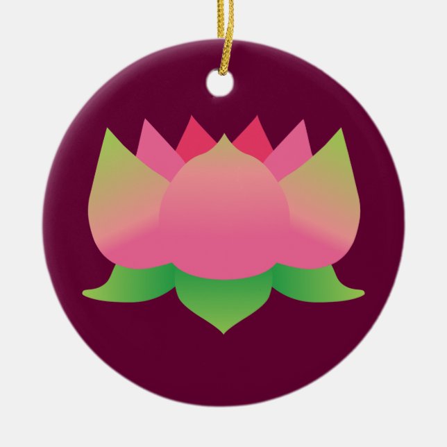 Pink Lotus Flower Ceramic Tree Decoration (Front)