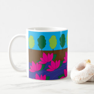 Pink Lotus Flower Garden Coffee Mug