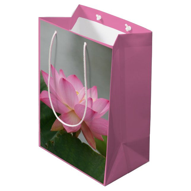 Pink Lotus Flower Gift Bag (Back Angled)