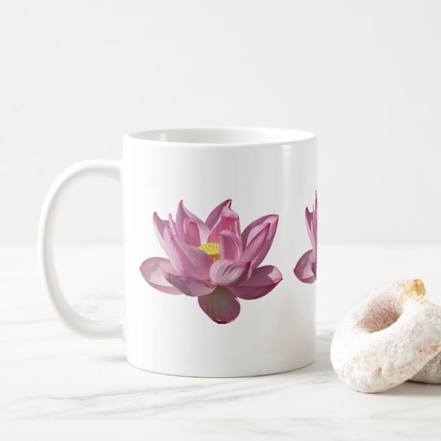 Pink Lotus Flower IV Coffee Mug (With Donut)