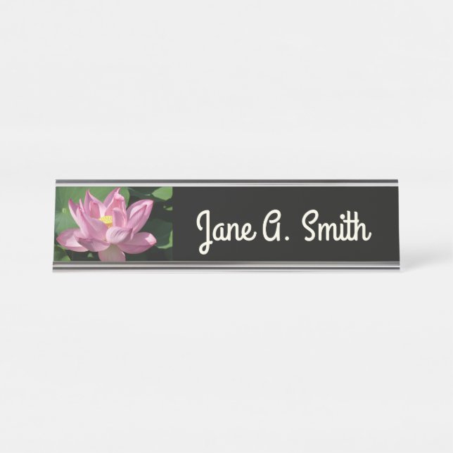 Pink Lotus Flower IV Desk Name Plate (Front)