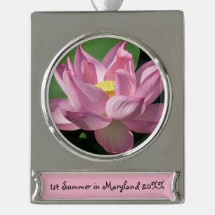 Pink Lotus Flower IV Silver Plated Banner Ornament