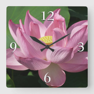 Pink Lotus Flower IV Square Wall Clock