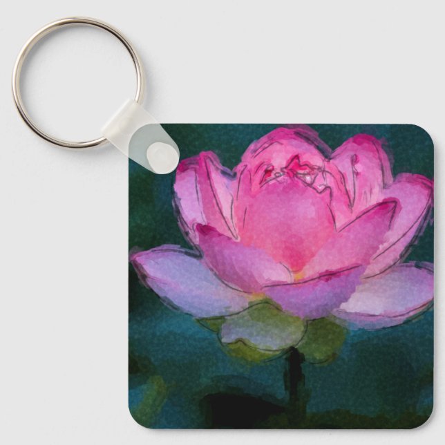 Pink Lotus Flower Key Ring (Front)