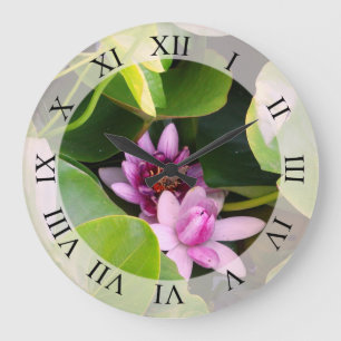 Pink Lotus Flower  Large Clock
