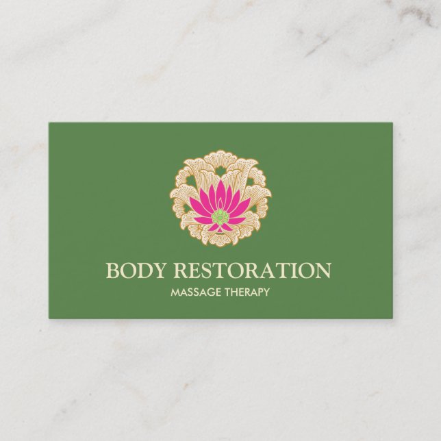 Pink Lotus Flower Massage Therapist Natural Health Business Card (Front)