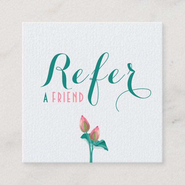 Pink Lotus Flower Minimalistic Holistic Therapist  Referral Card (Front)