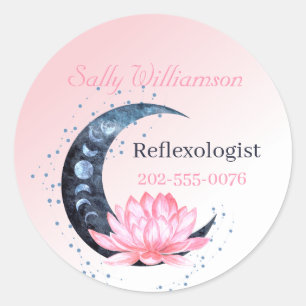 Pink Lotus Flower Moon Business Promotion Classic Round Sticker
