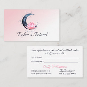 Pink Lotus Flower Moon Business Referral Card