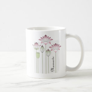 Pink Lotus Flower Namaste Elegant Chic Name Coffee Mug