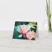 pink lotus flower note card