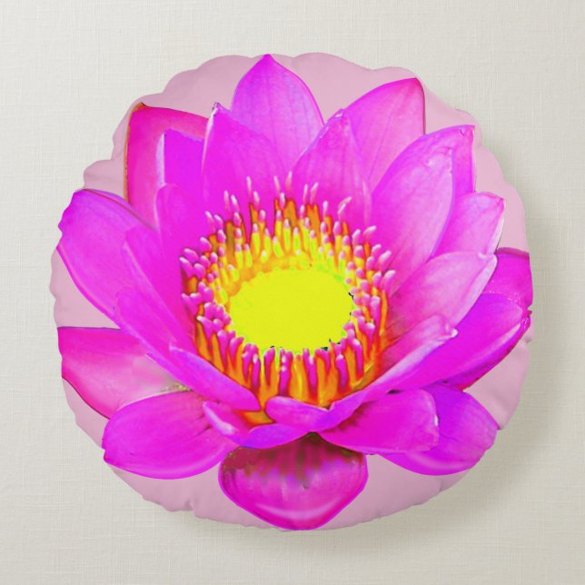 Pink Lotus Flower Round Cushion (Front)