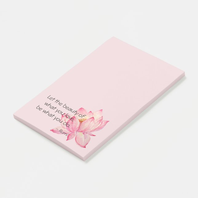Pink Lotus Flower Rumi Beauty Quote Post-it Notes (Angled)
