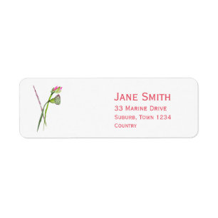 Pink lotus flower Simple Zen watercolour art Return Address Label