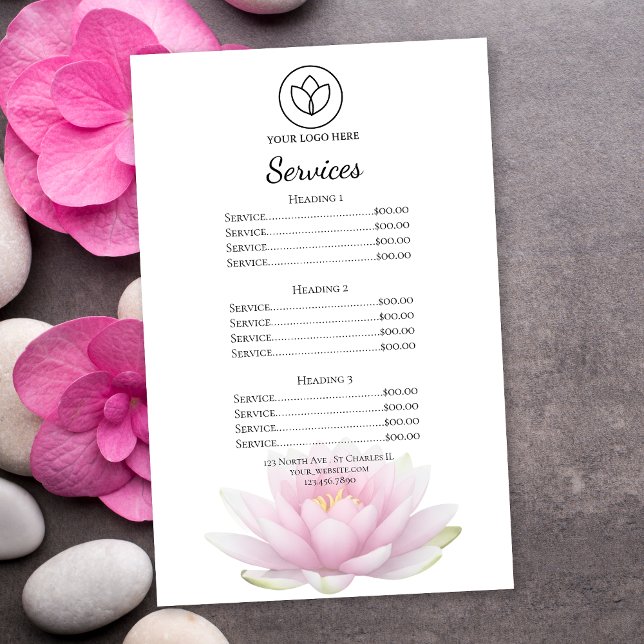 Pink Lotus Flower Spa Salon Services Menu (Creator Uploaded)