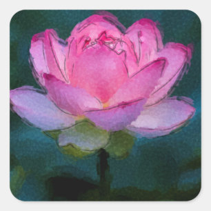 Pink Lotus Flower Square Sticker