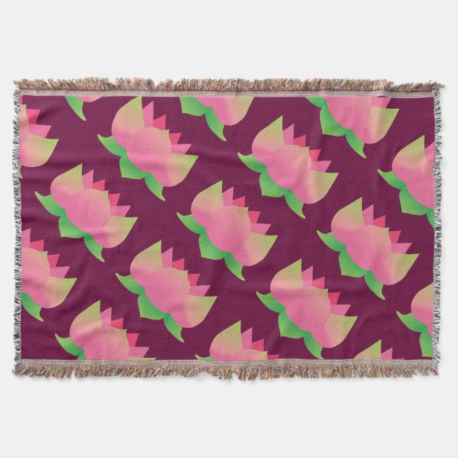 Pink Lotus Flower Throw Blanket (Front)