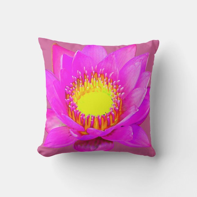 Pink Lotus Flower Throw Pillow (Front)