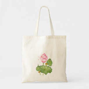 Pink Lotus Flower Watercolor – Botanical Zen Tote Bag