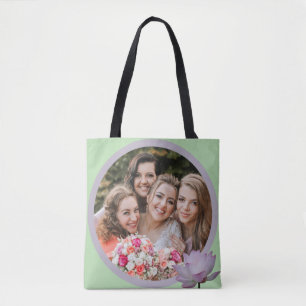 Pink Lotus Flower Wedding Bridesmaid Tote Bag