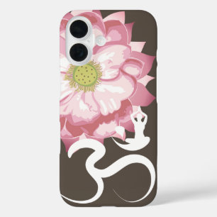 Pink Lotus Flower Yoga White Om Symbol Zen iPhone 16 Case